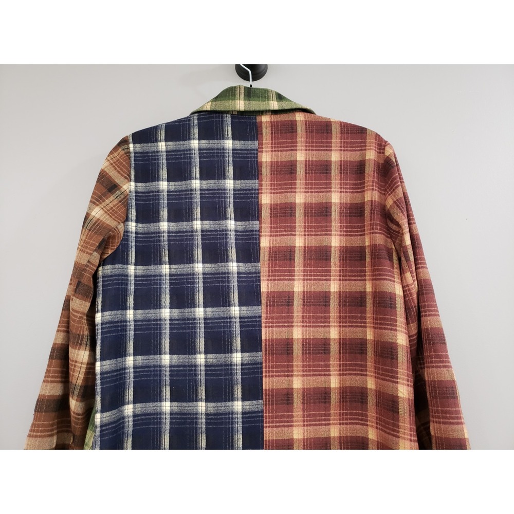NWOT Current Mood Plaid Button Up Long Sleeve Plaid Coat Small Fall Peacoat - Picture 5 of 7